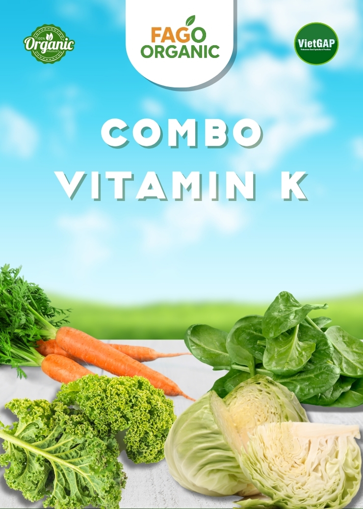 Combo Vitamin K (Cà Rốt, Cải Bó Xôi, Cải Xoăn, Bắp Cải Tím)